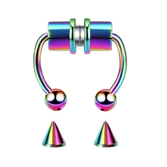 Jewelry Nose Septum Ring Rainbow With 2 Sets Of Ends Ball